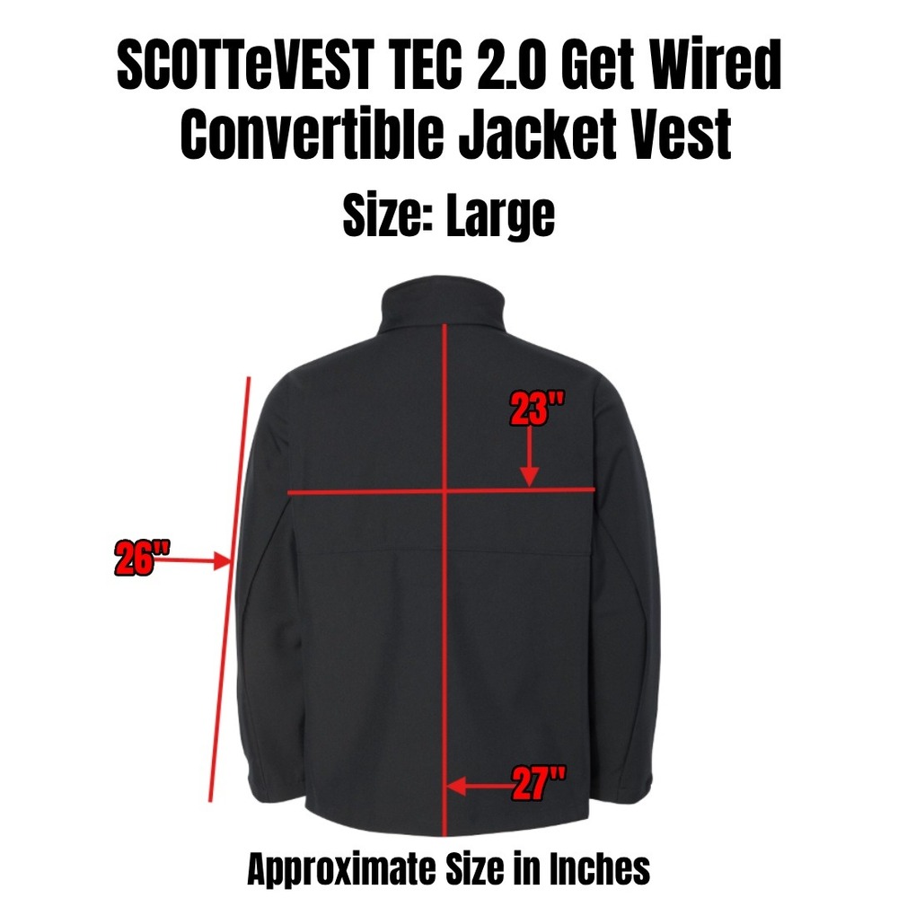 SCOTTEVEST TEC 2.0 Get Wired Convertible‎ Jacket Vest Mens Large Black Utility - Picture 2 of 16